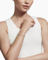 Petite Helena Classic Cable Station Bracelet in Sterling Silver with 18K Yellow Gold with Diamonds, 3mm